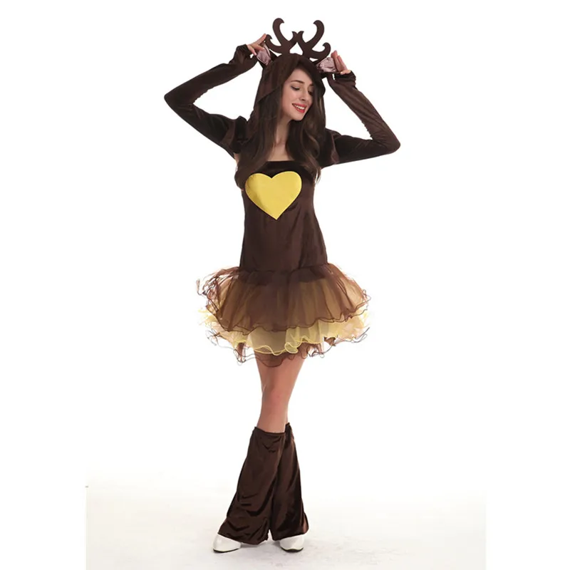 

New Adult women reindeer Costumes Dreamy Snow Maiden Sexy Santas Dress Women Holiday Party Fancy Costumes