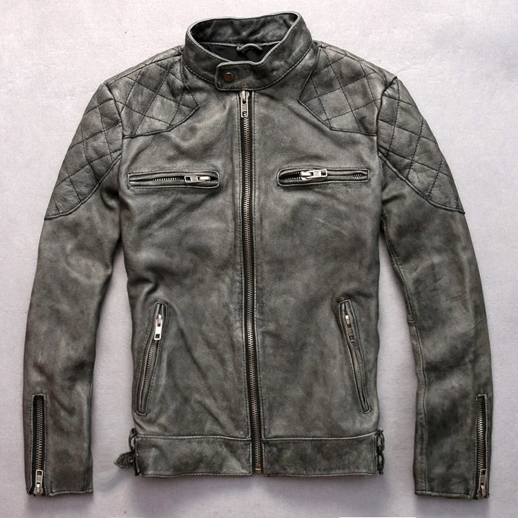 Flash Sale men's suede leather coat mens sheep leather vintage rider jacket 1507