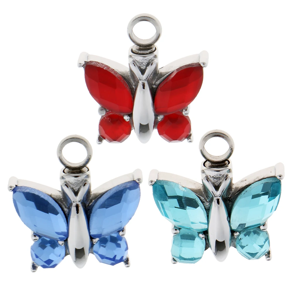 Cremation Urn Pendant for Ashes Crystal Butterfly Pendant Cremation Jewelry