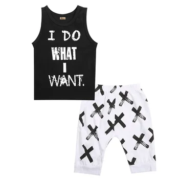 

2pcs Fashion Kids Baby Boys Clothes Sleeveless Letter Vest Short pants Outfits Set Child Boy Clothes 0-3Y