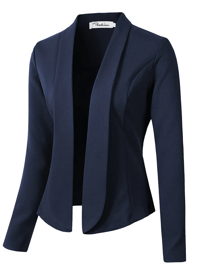 ZOGAA, Модные осенние женские блейзеры, повседневная куртка, офисный женский костюм, тонкий, без пуговиц, Бизнес Стиль, женский, негабаритный Блейзер, пальто - Цвет: Тёмно-синий