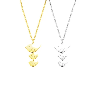 

Wholesale Gold Lovely Three Birds Necklace For Women Collier Femme Best Friends Gifts Stainless Steel Chain Chocker Neckalce