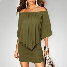 

STAINLIZARD Casual Summer Women Dress Solid Off The Shoulder Fashion Short Mini Dresses Boho Cute Elegant Sexy Dress ALD600