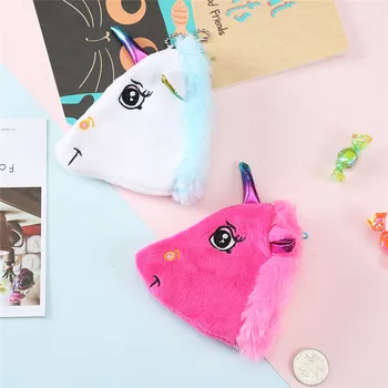 Cute Plush Unicorn Coin Purse Mini Bag For Girls