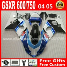 Горячая распродажа для 2004 2005 пластмасс SUZUKI GSXR 600 750 белый синий плоский черный набор зализа K4 gsxr600 арк 04 05 gsxr750 обтекатели комплект