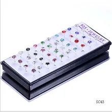 1 компл. 40 шт. 925 серебро Для женщин серьги шпильки смешанные Цвет кубического циркония Модные украшения подарок партии