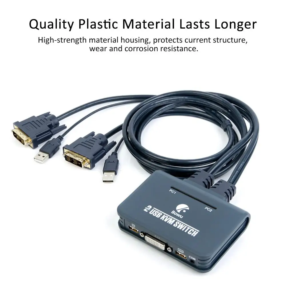 

DVI KVM Button Switcher 2-Port USB HDMI Cable KVM Switch Video Cable And USB Peripheral Sharing Support HD Resolution