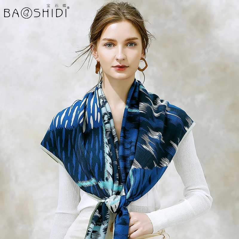 Шарф BAOSHIDI из 100% шерсти Элегантные зимние шарфы для женщин большой квадратный