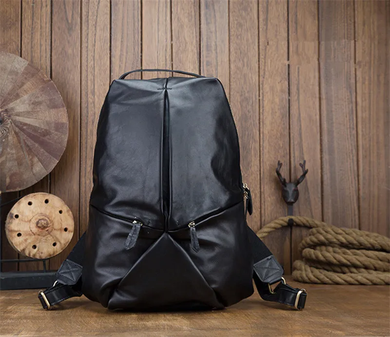 PNDME Повседневный простой верхний слой из воловьей кожи черный мужской рюкзак модный дизайнерский ручной работы из натуральной кожи рюкзак для ноутбука
