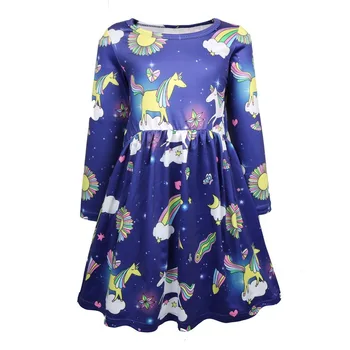 

New Kid Dress for Girl Cartoon Girls long sleeve Dresses Unicorn Children Clothing Winter Cute Toddler unicornio Party Costume