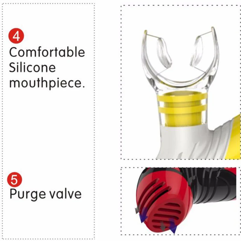 5 цветов подводное плавание полный сухой дайвинг подводное плавание трубка дыхательная трубка с силиконовым продувкой мундштук клапан