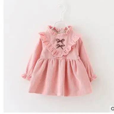 Новая осенняя одежда платье для малышей из хлопка платье принцессы плиссированная юбка для девочек от 1 до 2 лет