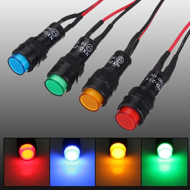 Car Auto LED Dash Board Panel Warning Light Indicator Lamp Red Blue