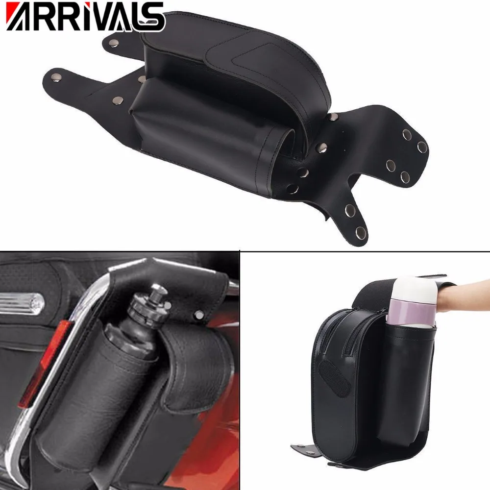 Motorcycle Black Saddlebag Guard Bag Left Side with Water Bottle Holder