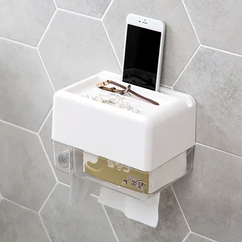 

Waterproof tissue box for toilet at home without perforation paper toilet storage rack roll tube paper box