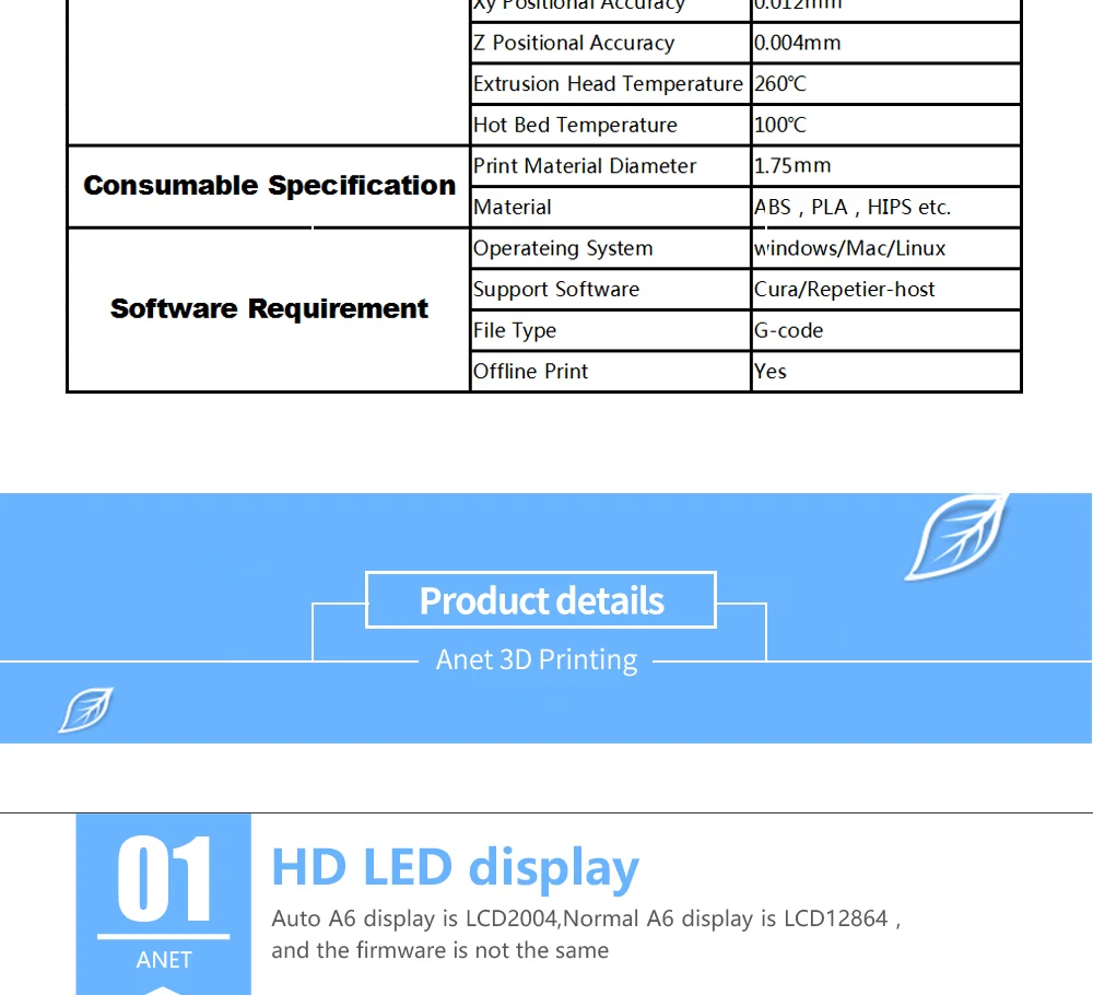 Anet A6 автоматическое выравнивание высокой точности 3d принтер Reprap i3 DIY Impresora 3D комплект Micro SD карта 3d принтер