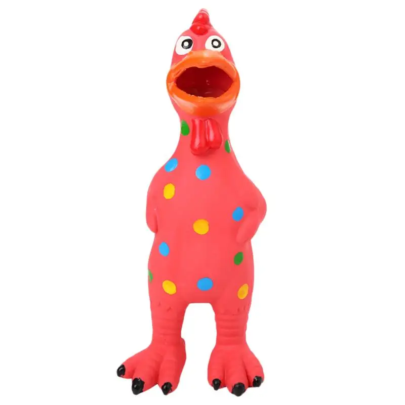 Игрушки для домашних собак, кричащий Цыпленок, сжимаемая игрушка со звуком, устойчивая к укусам, Забавный писклявый резиновый жевательный игрушка для курицы - Цвет: Red