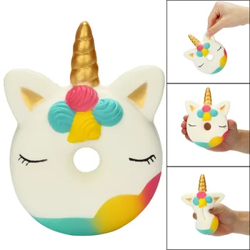 

13CM Squishy Donut Unicorn Mobile Phone Straps Jumbo Squishy Slow Rising Pink Unicorn Doughnut Squeeze Fun Toy 6.17