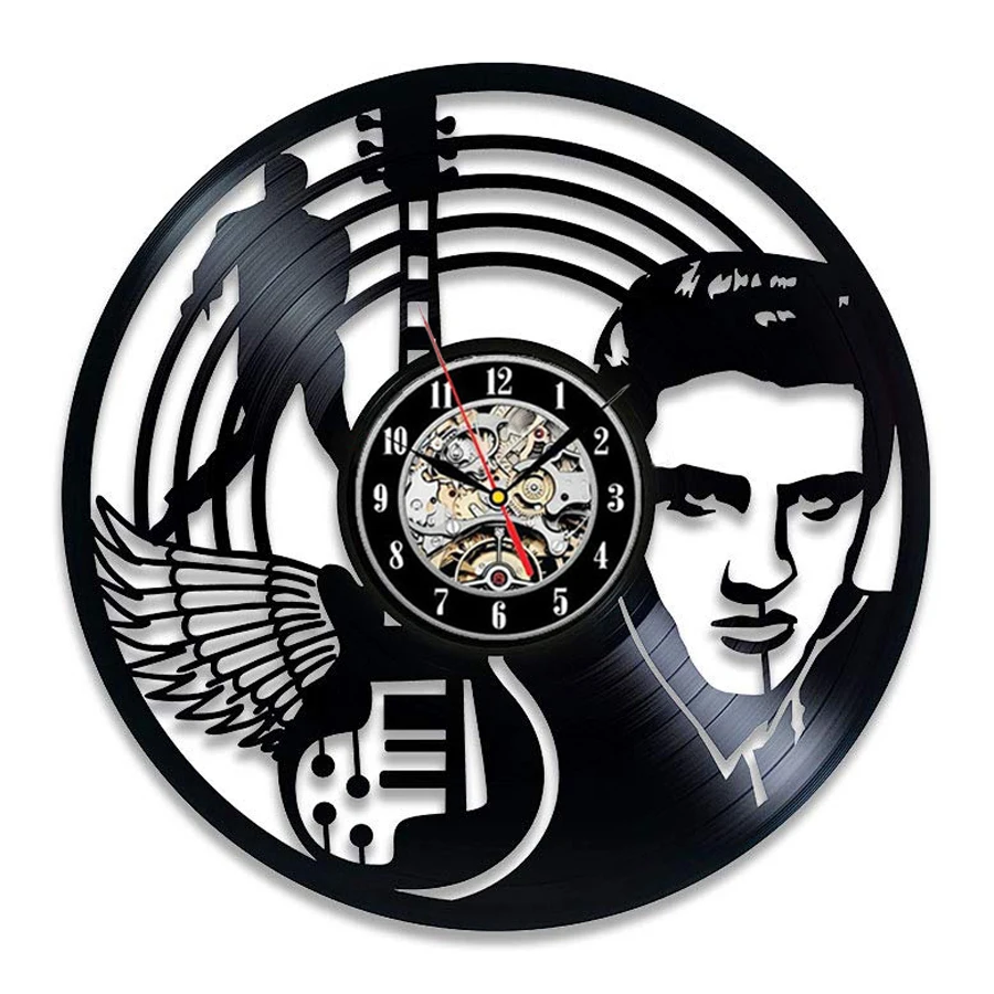 New Horloge Murale Saat Elvis Presley Wall Clock Design For Vinyl Record The King Of Rock Clocks Watch Home Decor 12 Inch