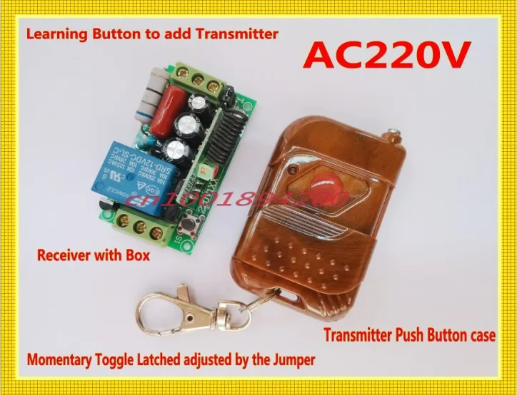 AC220V 1CH беспроводной переключатель RF приемник и передатчик 10A мгновенная застежка-тогл добавить контроллер свободно Светодиодная лампа SMD Мощность ВКЛ/ВЫКЛ