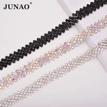 JUNAO ss16 прозрачная AB кристальная цепочка, швейные стразы, декоративная лента, стеклянная Стразовая лента для аппликации, кристальная окантовка для одежды