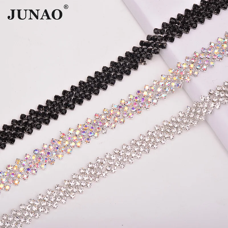 JUNAO ss16 прозрачная AB кристальная цепочка швейные стразы декоративная лента