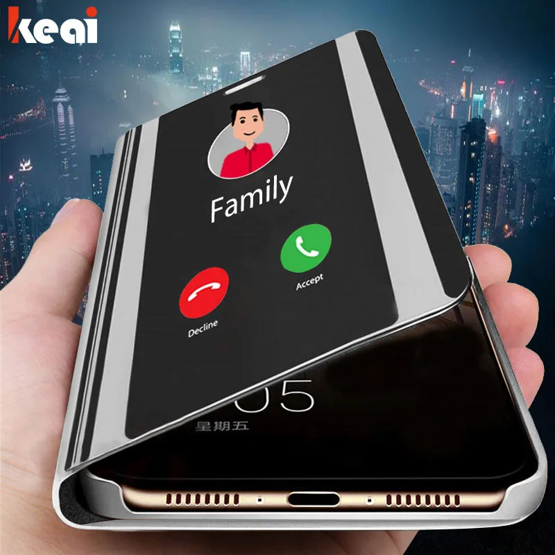 

Flip Standing Case For Samsung Galaxy A50 A70 A90 A40 A30 A20 A10 Mirror Leather Cover For A7 A9 A8 A6 2018 A5 A3 2017 M10 M20