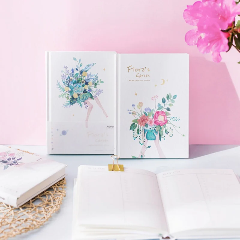 

A5 Flora's Garden Pattern Hard Cover Writing Notebook fresh style perfect binding notebook