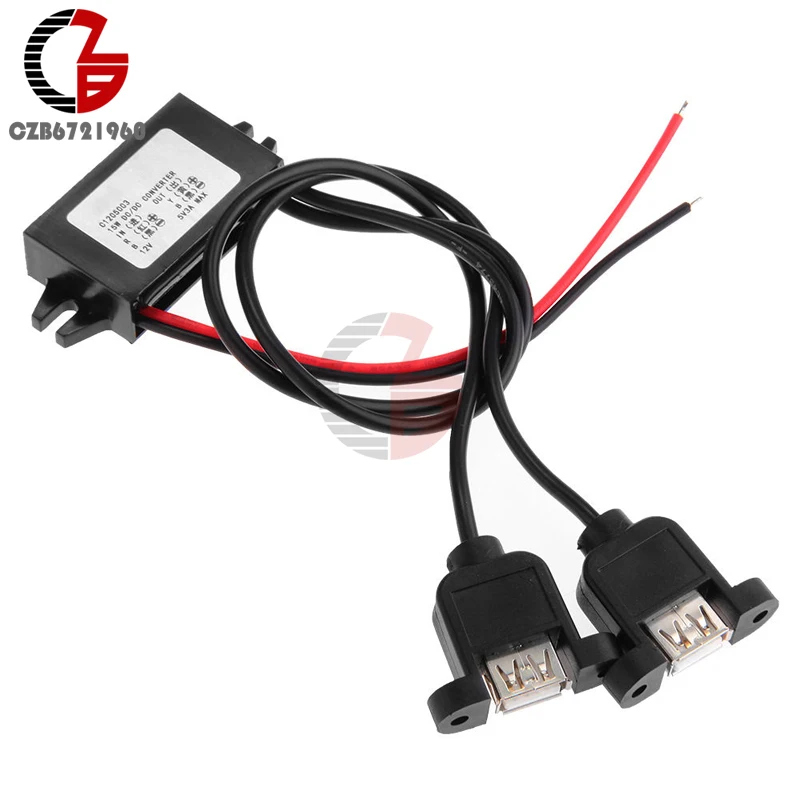 

Dual USB DC-DC 12V to 5V 3A 15W Step Down Power Converter Regulator Adapter for Car Charger A Type USB Short Circuit Protection