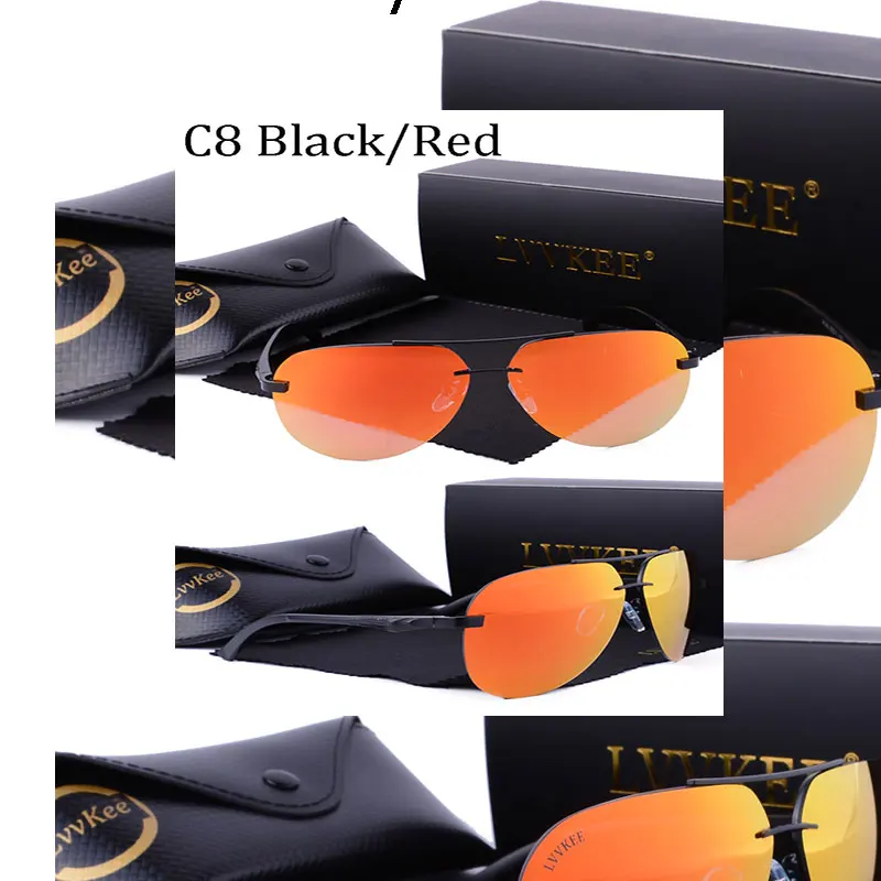 LVVKEE Популярные Классические Мужские поляризационные солнцезащитные очки без оправы для вождения, женские солнцезащитные очки с алюминиево-магниевой оправой