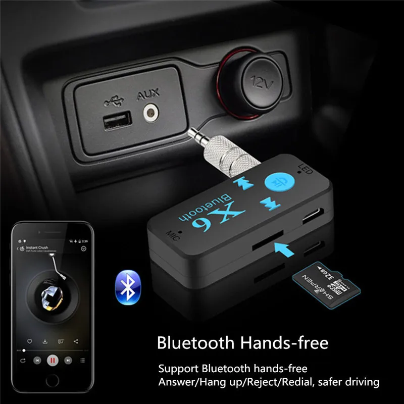 X6 Bluetooth AUX мини аудио приемник Bluetooth передатчик 3,5 мм разъем громкой связи Авто Bluetooth автомобильный комплект музыкальный адаптер
