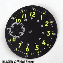 BLIGER 38,9 мм черный стерильный циферблат Светящиеся Часы Marks циферблат подходит для ETA 6497 ручной обмотки движения O47