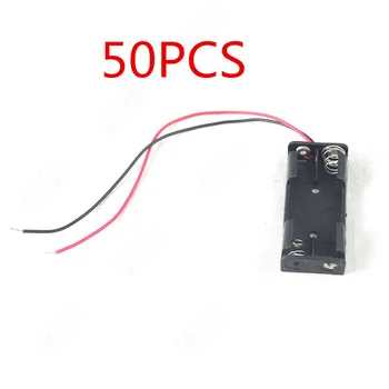

50PCS AAA Batteries Storage Case Plastic Box Holder with 6'' Cable Lead for 2 x AAA Battery Soldering Connecting Black Digital
