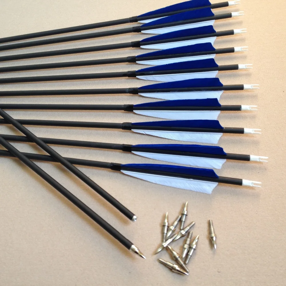 12PK handmade Carbon arrows spine 500 Achery longbow hunting Recurve