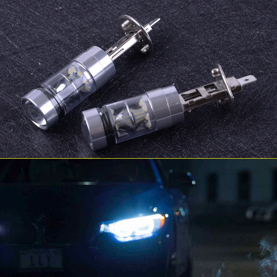 

CITALL 2pcs 12V 100W White H1 Type LED 100W 1000LM 8500K Combo Car Fog DRL Driving Lights Head Lamp Bulb
