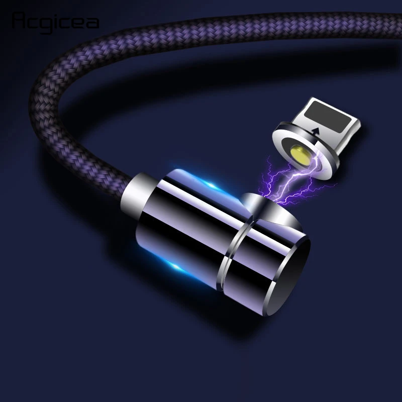 

Acgicea 90 Degree Magnetic USB Cable For iPhone Xr Xs Max X 8 7 6 6s Plus 5s se Fast Charging Mobile Phone Cable Magnet Chargers