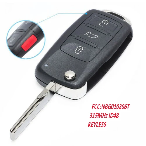 KEYECU Keyless-Go дистанционный ключ 315MHz Fob для Volkswagen 2011-(модели с Prox) NBG010206T