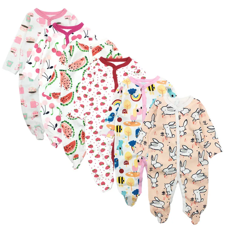 6 шт./лот; детские комбинезоны для новорожденных; одежда для маленьких девочек и мальчиков; хлопок; детские пижамы с длинными рукавами; комплекты для малышей с мультяшным принтом - Цвет: cp02-01