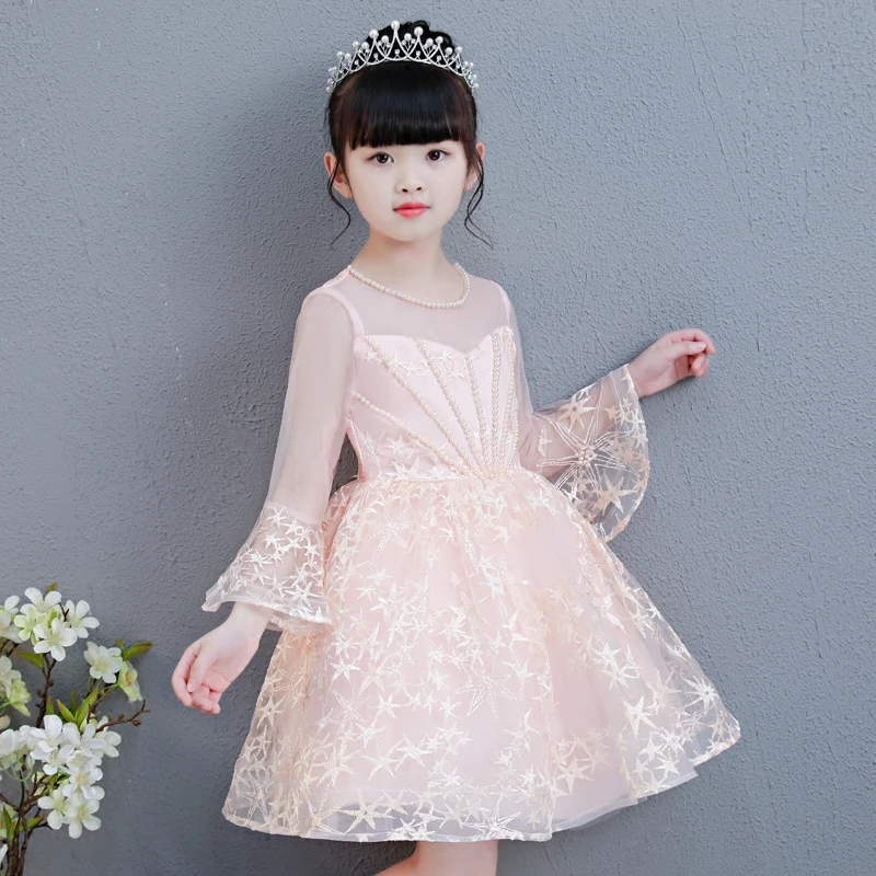 

2018 New Luxury Baby Girl Christening Ball Gown Wedding Princess Dress Hand Beading Birthday Holiday Party Dress Tutu Dress