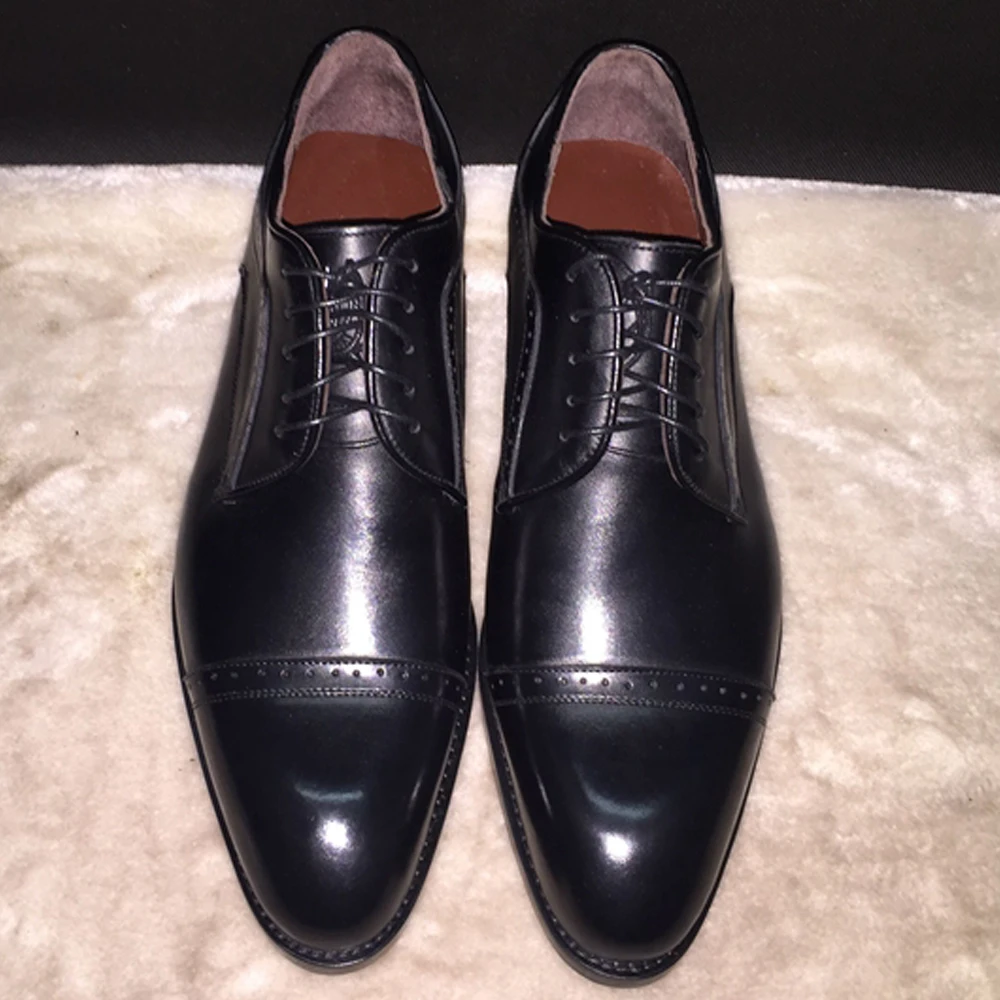 2016 Luxury mens goodyear welt dress shoes elegant two toe derby shoes