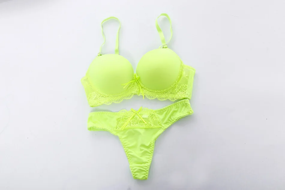 plus size underwear sets New Glossy Sexy Bra Sets Seamless Lingerie for Women Good Quality Underwear Set Green Black White Rose Khaki Sky Blue bra and panty sets