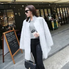 Lovelydonkey норка кашемир женский свитер из чистого кашемира вязаный жакет модное зимнее длинное меховое пальто M26