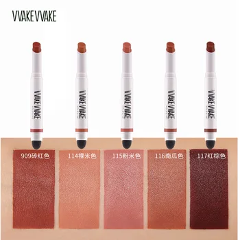 

1PCS Makeup hold live velvet air cushion lipstick, double head lipstick, lasting moisture pumpkin color HL087