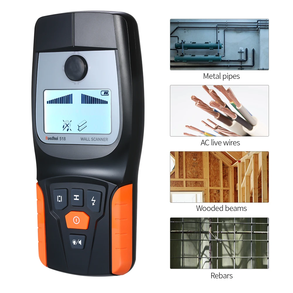 

RuoShui Digital Wall Wire Metal Detector Sensor Multi-function Stud Finder Wall Scanner with Large LCD Wire Scanner