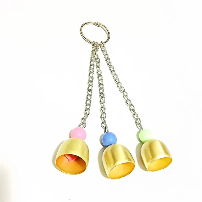  Pet Bird perches Hanging Swing Toy Bird Cage Pendant Chew Toy Colorful Bridge With Bell Bird Accessories #4m22 (2)