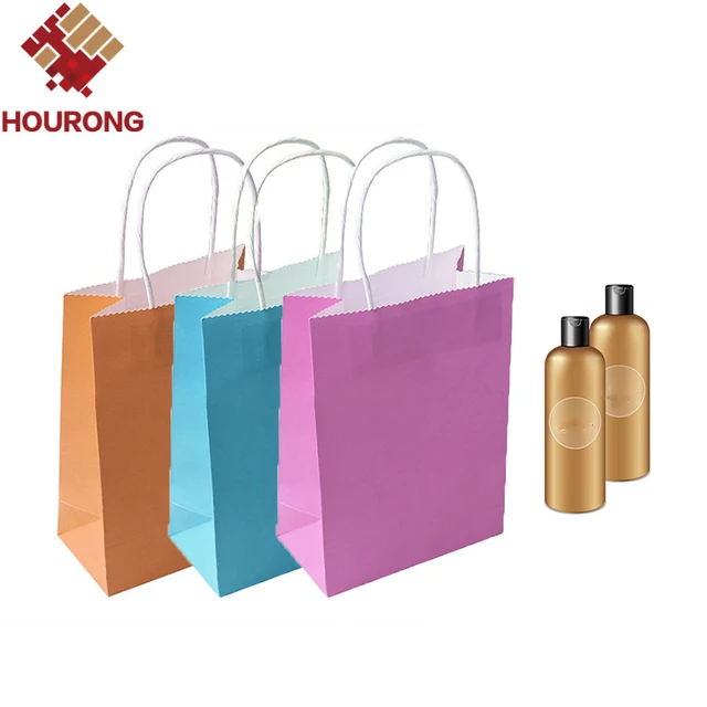 5 Pcs Lot Durable Elegant Packaging Bags With Handle Kraft Paper Bag For Wedding Party