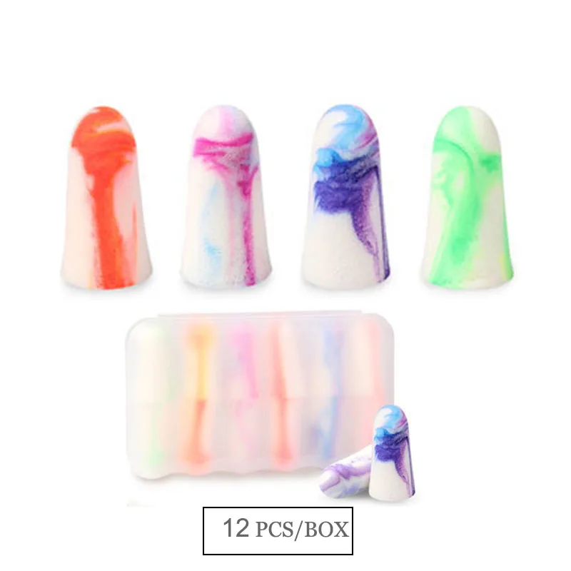 

12 pcs/box Soundproof Colorful Earplugs Anti-noise Ear Protector For Student Dormitory Washable Repeat Use Standard GME02