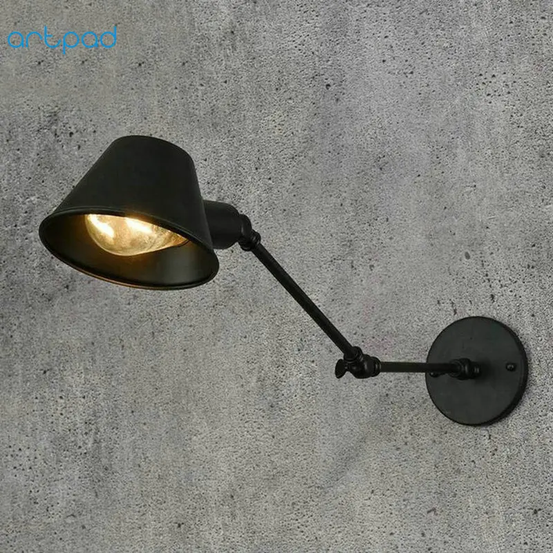 Artpad Американский промышленный Jielde настенный светильник, Свинг Длинный складной кронштейн, черное железное бра, светодиодный настенный светильник для украшения дома - Цвет абажура: Black