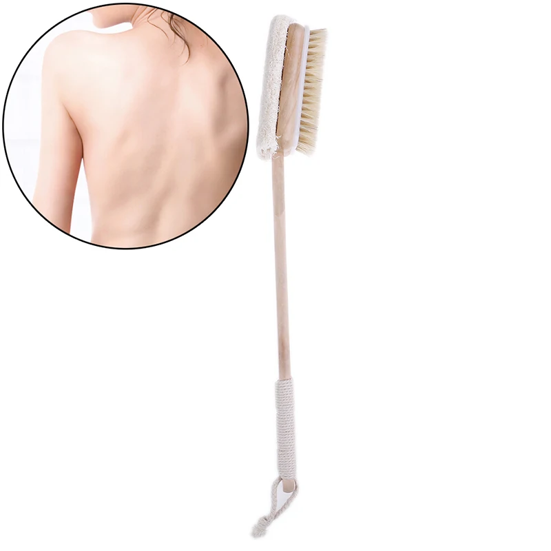 Natural Wooden Double-sided Use Shower Body Bath Brush Massager Soft Bristles Loofah Sponge Bath Shower Spa Scrubber New