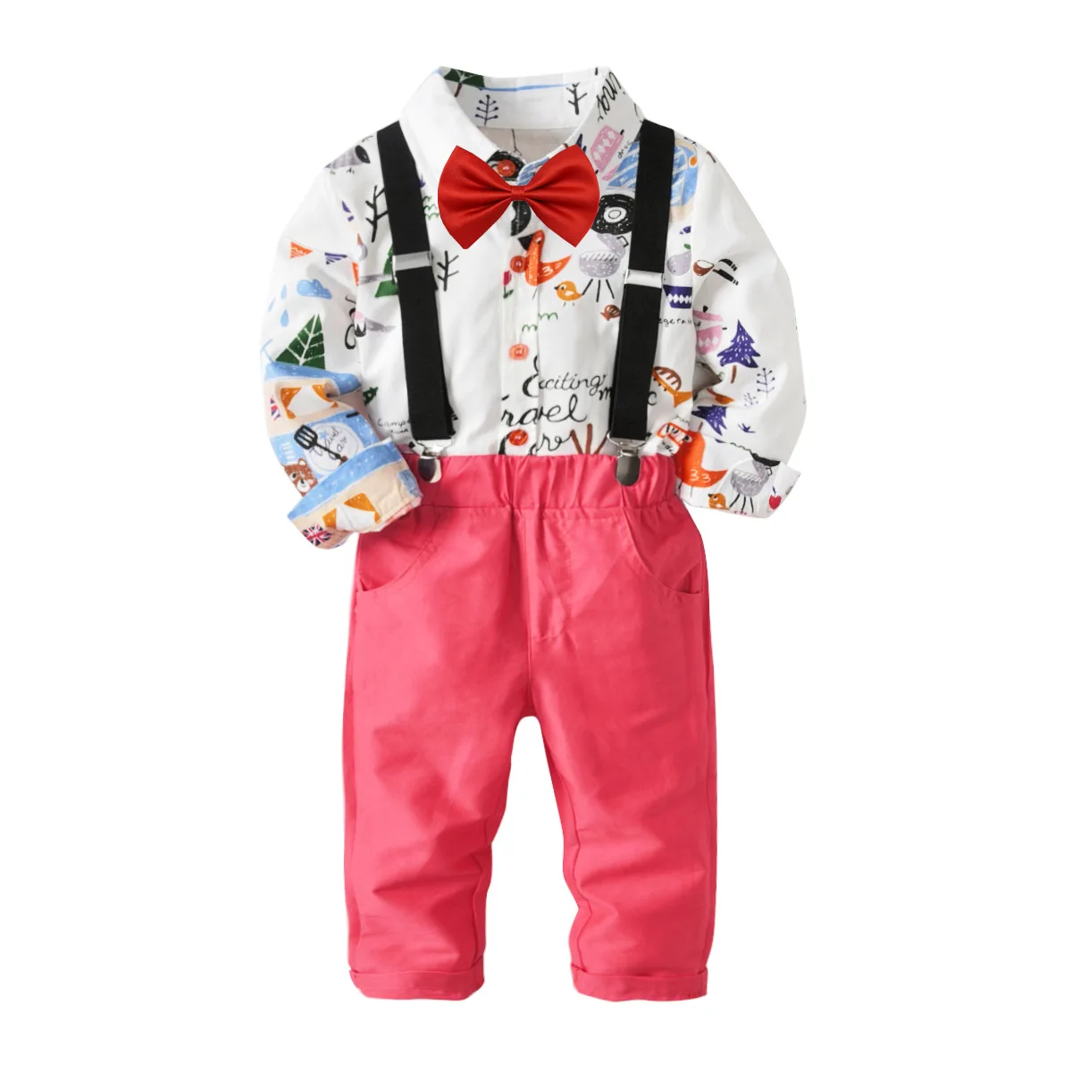 

HI&JUBER Baby Clothing Sets Kids Clothes Autumn Baby Sets Kids Long Sleeve Suits Bow Tie Cartoon T-shirts + Pants Boys Clothes